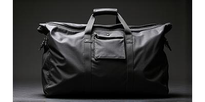 Large, waterproof black motorcycle duffel bag strapped to a touring bike.